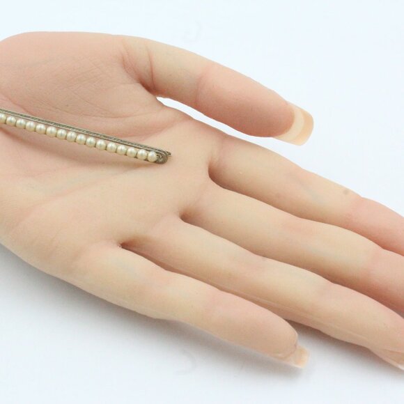 ANTIQUE ART NOUVEAU 10k GOLD PEARL BAR PIN - Picture 6 of 11